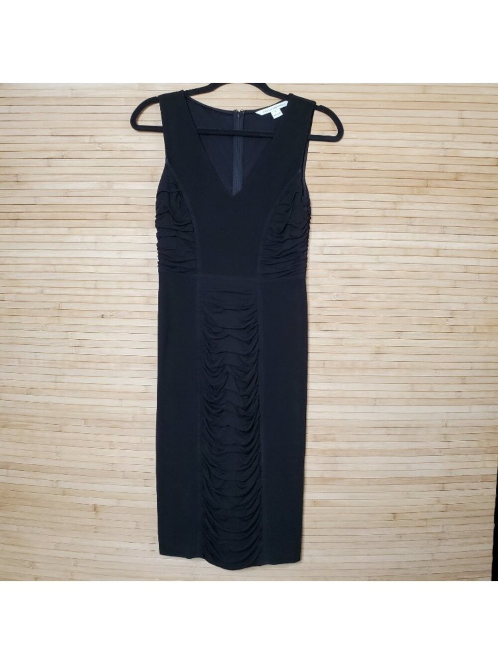 Diane von Furstenberg DVF Black Stretch bodycon Alannah ruched Dress 0 XS